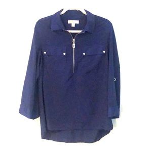 Michael Kors Navy Zip up Blouse Large